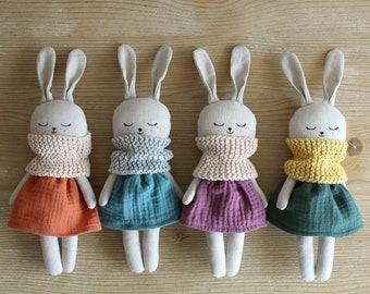 Personalized bunny doll. Easter bunny. Rabbit cloth doll. Stuffed animal. Baby shower gift. Organic toy
