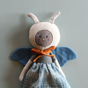 Heirloom doll. Linen doll. Moth doll. Butterfly doll. Bee doll. Winged doll. OOAK doll. Cloth doll. Bug doll. Rag doll. Art doll image 5