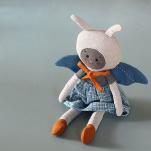 Heirloom doll. Linen doll. Moth doll. Butterfly doll. Bee doll. Winged doll. OOAK doll. Cloth doll. Bug doll. Rag doll. Art doll image 1