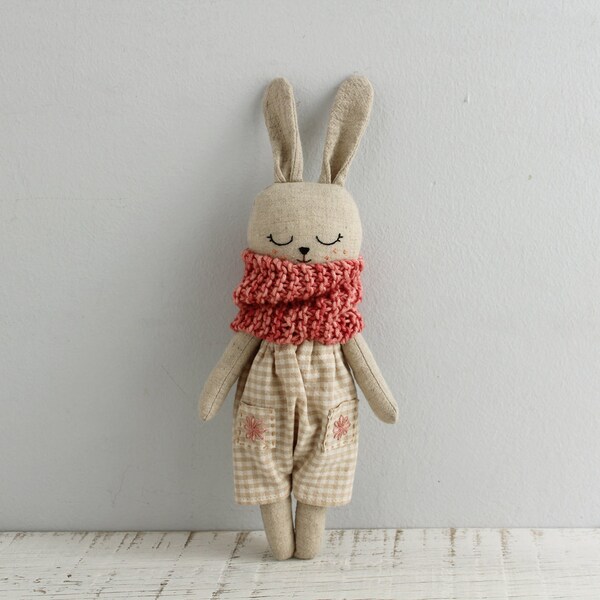 Bunny doll. Rag doll. Eco toy. Fabric doll. Rabbit doll. Organic stuffed animal. Eco friendly gift. Stuffed doll. Nursery decor. Art doll