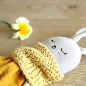 Customizable bunny doll. Easter bunny. Rabbit handmade doll. Stuffed animal. Newborn shower gift. Organic toy image 7