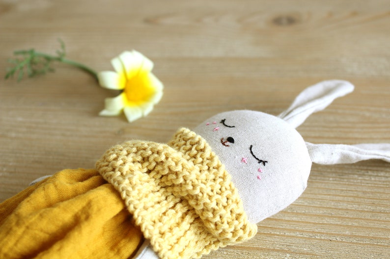 Customizable bunny doll. Easter bunny. Rabbit handmade doll. Stuffed animal. Newborn shower gift. Organic toy image 7