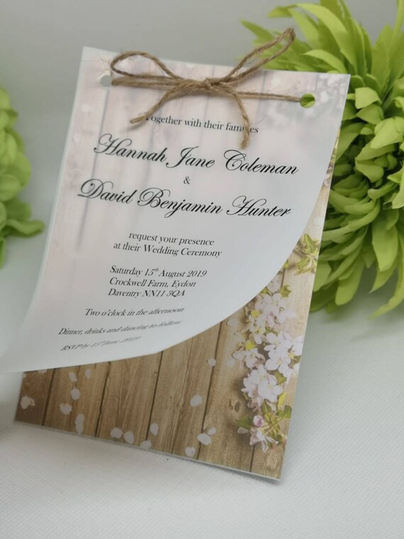 Rustic Themed Vellum Wedding Invitations Etsy