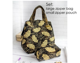 Umbrellas vintage retreat wire frame zipper project bag and notions pouch case Cross stitch project bag for Q-snap 8 inch