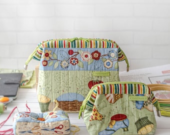 Pastel Quilted Sewing Organizer Set: Zipper Pouches and Pincushion