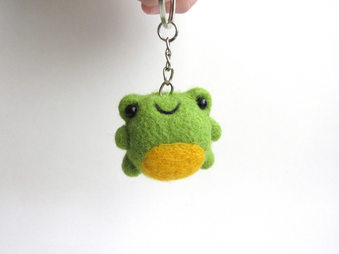 Little Cute Kawaii Frog keychain Needle Felted Frog Keyring. Etsy