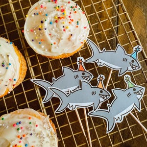 Party Shark Cupcake Topper Printable