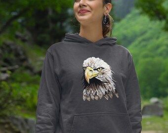 Watercolor Bald Eagle Hoodie Unisex | Patriotic Eagle Sweatshirt | Nature Lover Gift | Outdoor Wildlife Apparel