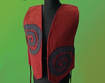 Alcantara vest with magical spiral decoration - for Vikings, Celts, Slavs and other Pagans