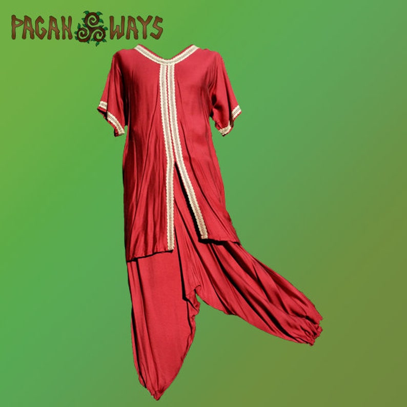 Complete outfit  red tunic and red harem pants / baggy image 1