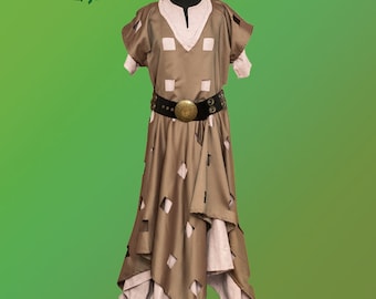 Steampunk fantasy dress - unique raw cotton dieselpunk medieval pagan festival renaissance dress faerie fairy dress