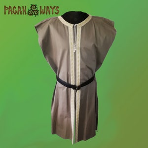 Beige brown medieval Viking tunic with beautiful ribbon - Celtic Gaulish Slavic middle ages reenactment larp living history vikings