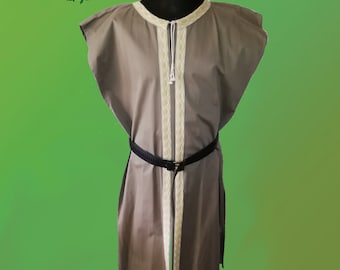 Beige brown medieval Viking tunic with beautiful ribbon - Celtic Gaulish Slavic middle ages reenactment larp living history vikings