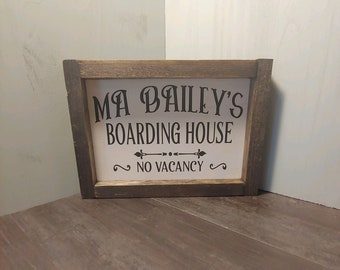 Ma Bailey's Boardinghouse - Wood Sign