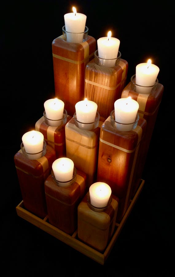 Menorah Hanukkah Candle holder Wooden Candle Holder Etsy