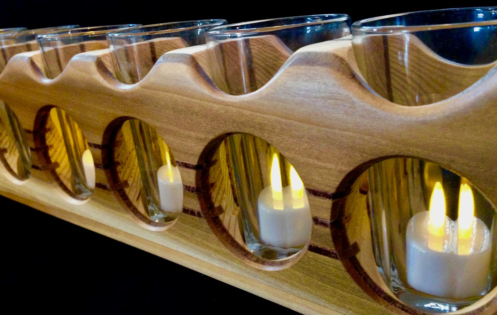 Contemporary Menorah Hanukkah Wooden Candle Holder Etsy