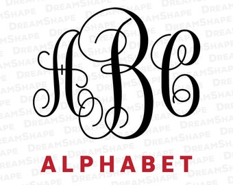 SVG Fonts Circle Monogram DXF, PNG Alphabets Letters, Cuttable Font Initials for Cricut Machine, Vinyl Cutters Instant Download