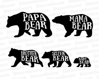 bear family svg etsy