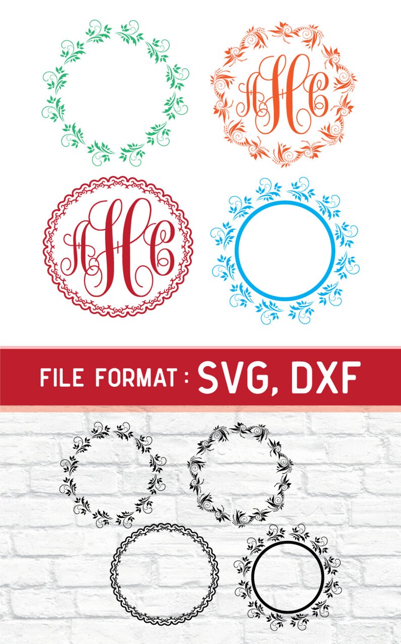 Download SVG Circle Floral Frame Monogram Cricut Files Vinyl ...