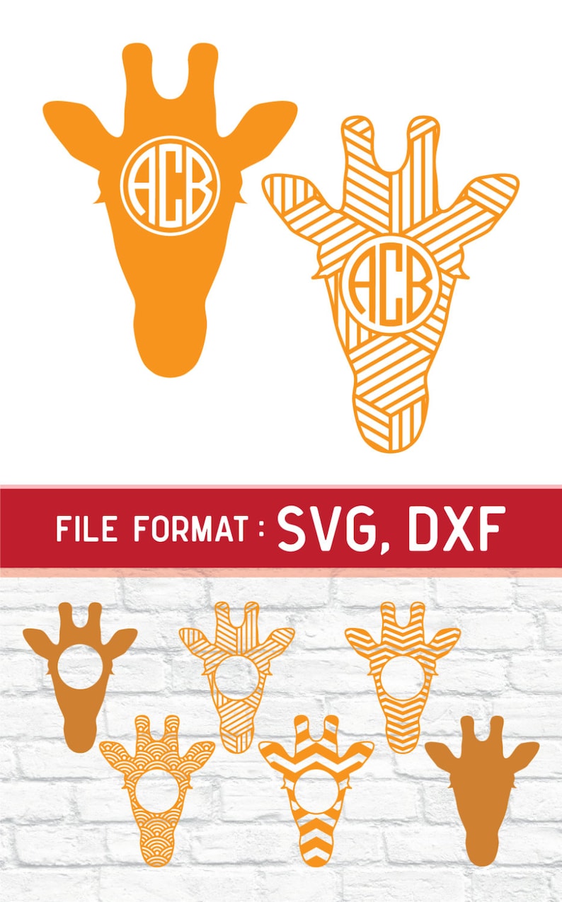 Download 6 Patterns Giraffe Monogram SVG Files for Cricut Die Cut ...
