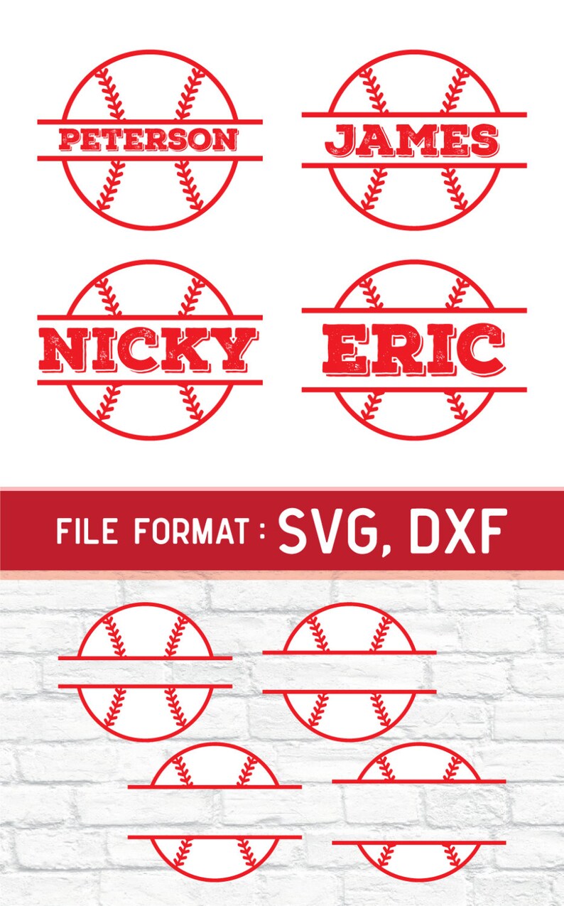 Baseball Split SVG Cut Files Vinyl Cutters Monogram Cricut ...