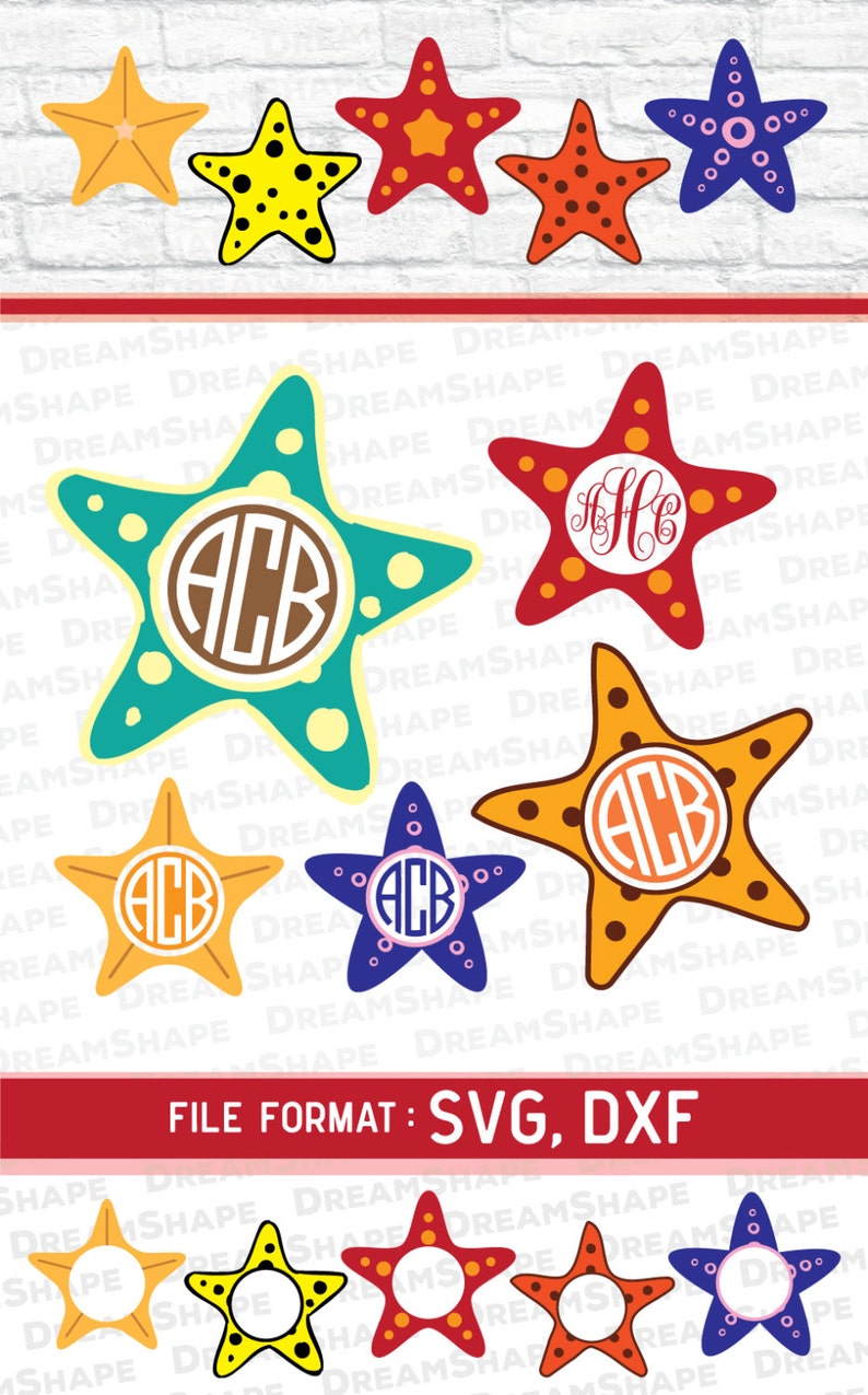 Download Starfish SVG Files Starfish Monogram SVG Cut File for ...