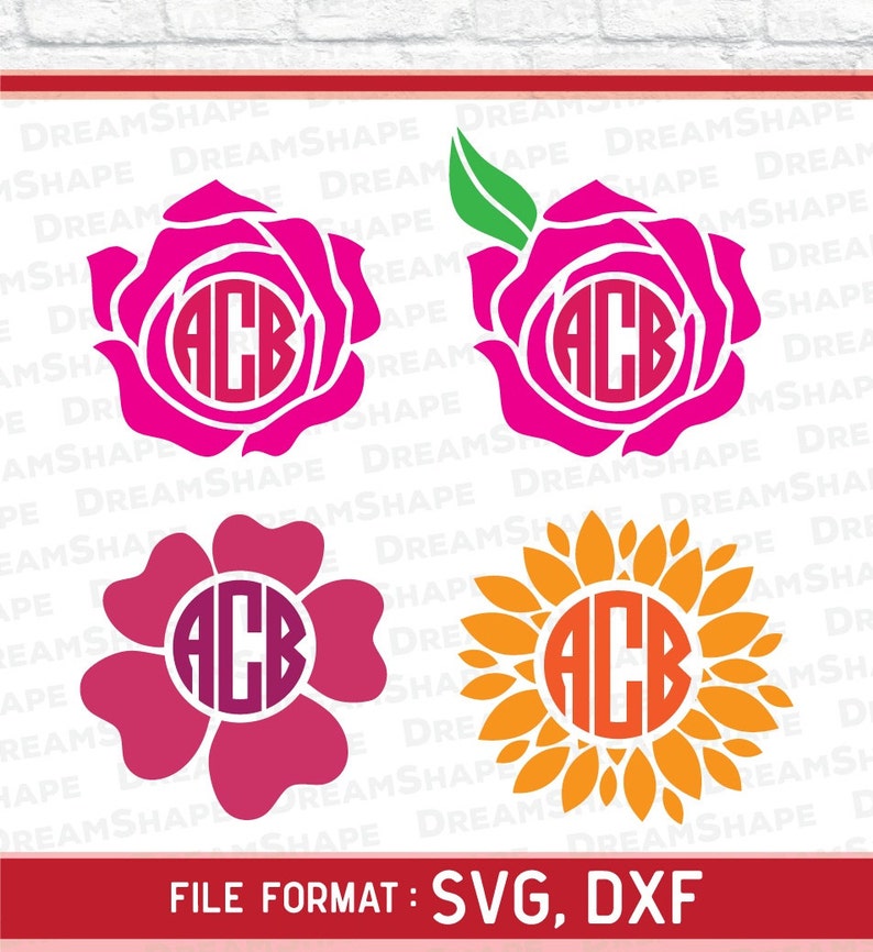 Download Flower SVG Rose Monogram Flower SVG Files Flower SVG Files | Etsy
