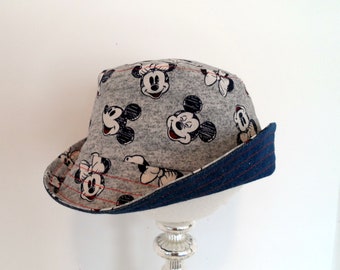 Bucket Hat, Reversible, Mickey Mouse Print, Toddler Sunhat, Handmade