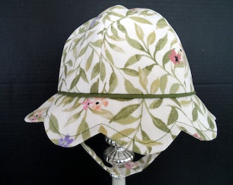 Sunhat, Floral Baby Sunhat, Scalloped Brim, Handmade