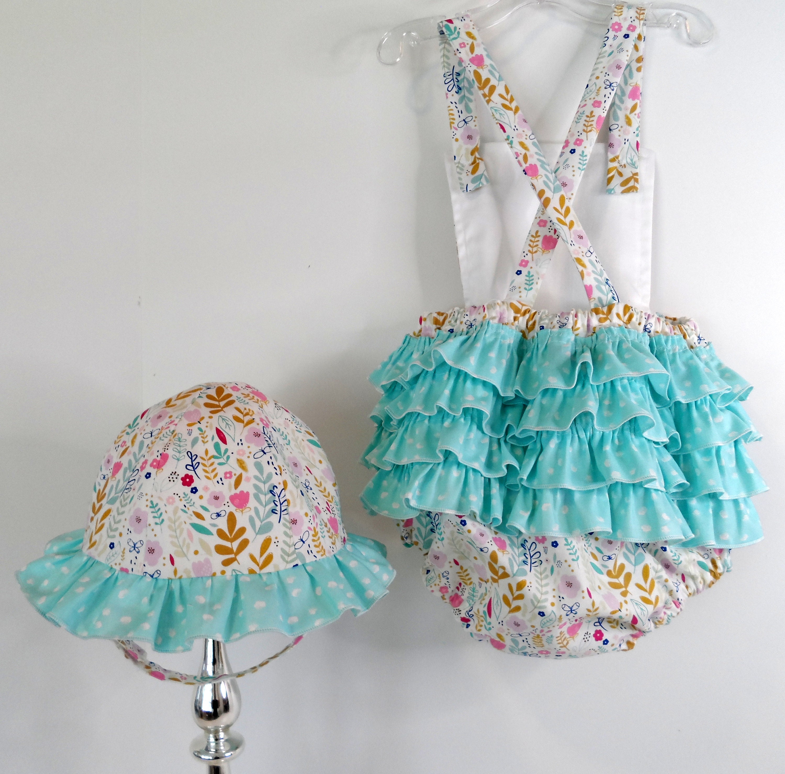 Baby Sun Suit Ruffled Sun Suit With Matching Sun Hat Baby Etsy UK