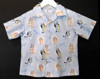 Shirt, Bluey, Boys Camp Shirt, Handmade