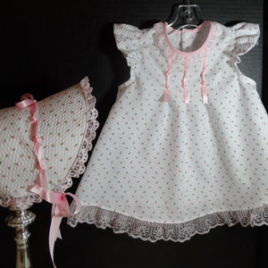 Baby Bonnet and Dress, 1952 Vintage Inspired /babies First Outfit/ Baby ...