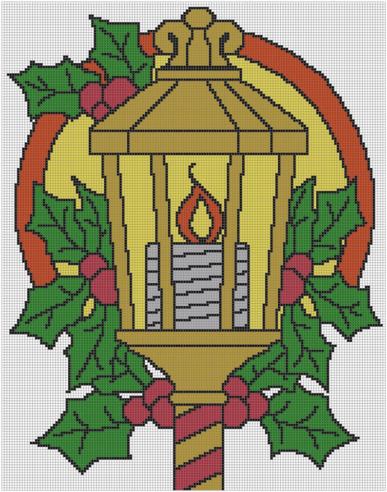 Christmas Street Lamp 8x10 Cross Stitch Pattern Etsy