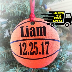Personalized Basketball Ornaments, Christmas Tree Ornaments, Soccer ball Ornaments, Sports Ornament, Basketball decorations, Tree Decor