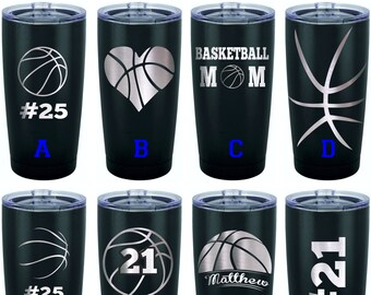 Vaso personalizado de doble cara, vaso de acero inoxidable, vaso de equipo de baloncesto, regalo de baloncesto, regalos de equipo, mamá del baloncesto