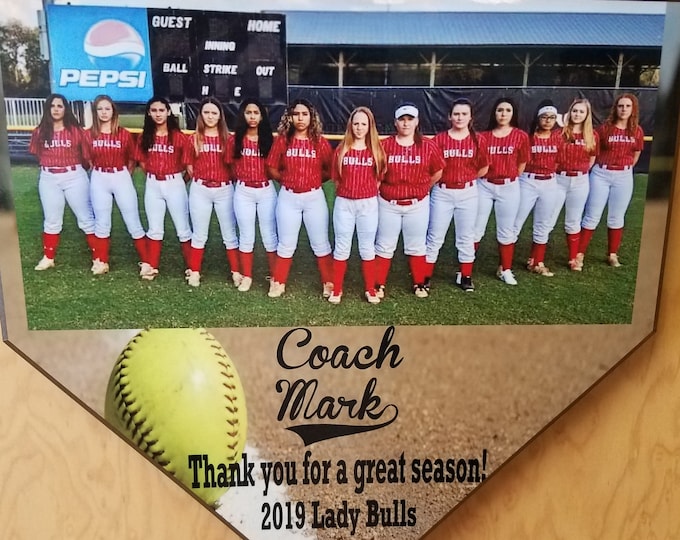 Softball Home Plate Plaque Softball Award Team Gift Etsy