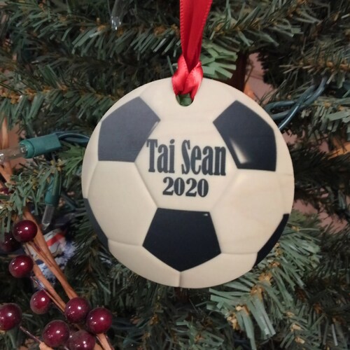 Personalized Soccer Ball Ornaments Christmas Tree Ornaments Etsy