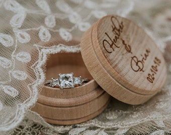 Caja De Anillo De Boda, Caja De Portador De Anillos, Recuerdo De Anillo De Boda, Caja De Anillo, Caja De Joyeros, Caja De Anillo Rústico, Boda, Caja De Baratijas De Madera