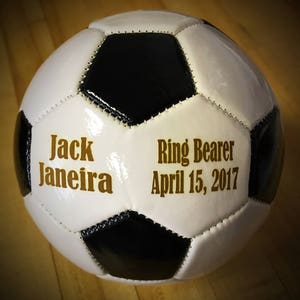 Ring Bearer Gift, Personalized Soccer Ball, Mini Soccer ball, Groomsmen Gift, Gender Reveal, Sports Gift, Christmas Gift, Keepsake image 1