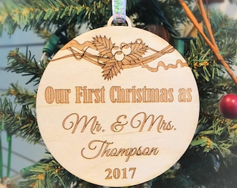 Personalized Ornaments, Christmas Tree Ornaments, Mr Mrs Ornaments, First Christmas Ornaments, Newly Married Ornament, Our Fist Christmas,