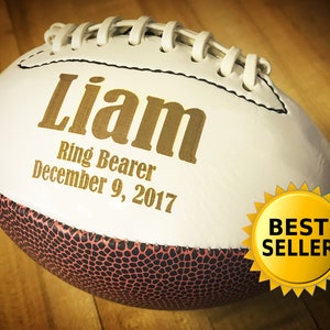 Fathers Day Gifts, Ring Bearer Gift, Personalized Football, Gifts for Men, Groomsmen Gift, Personalized Gift, Sports Gift, Keepsake image 1