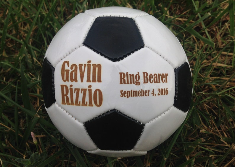 Ring Bearer Gift, Personalized Soccer Ball, Mini Soccer ball, Groomsmen Gift, Gender Reveal, Sports Gift, Christmas Gift, Keepsake image 2