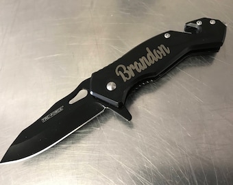 Personalized Knife, Groomsmen Gift, Pocket Knife, Hunting Knife, Gift for Men, Valentines Gift, Groomsman Knife, Engraved Knives, BLK