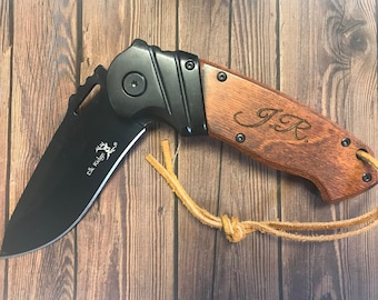 Personalized Knife, Groomsmen Gift, Pocket Knife, Hunting Knife, Gift for Men, Camping Knife, Groomsman Knife, Engraved Knives, ELK2