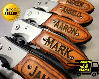 Personalized Pocket Knife, Hunting Knife, Gift for Men, Fathers Day, Custom Camping Knife, Groomsmen Knife, Engraved Knifes, Blade, TAC