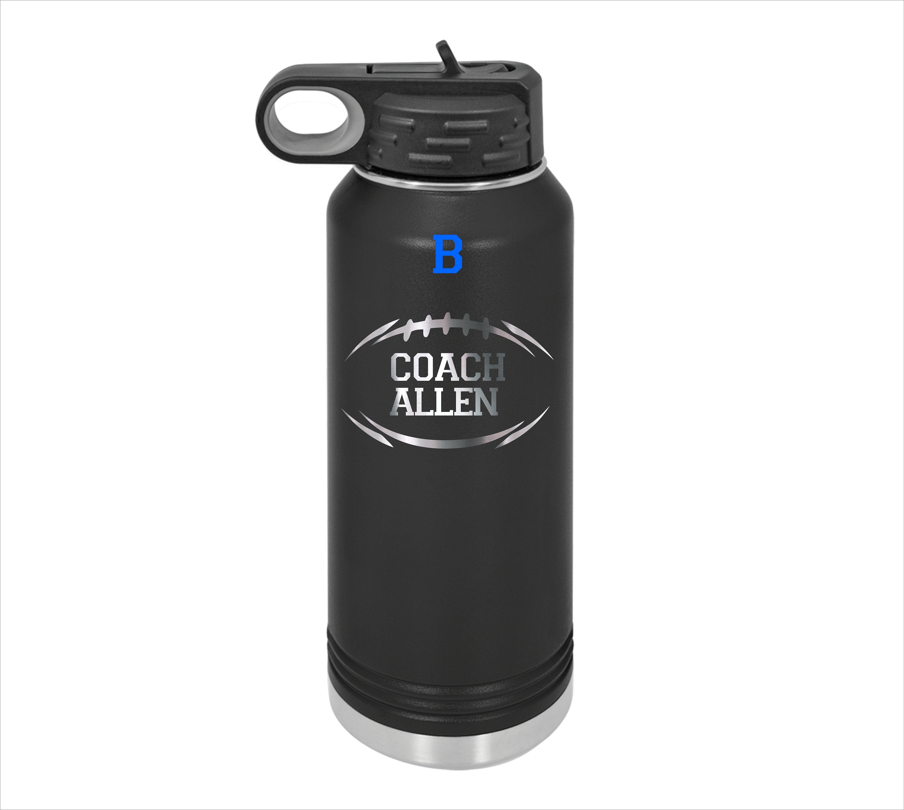 Football Water Bottle W/straw Lid Sports Water Bottle Etsy