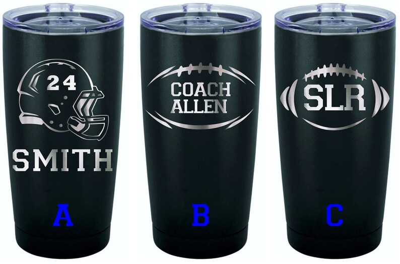 Personalized 20 Oz Tumbler Stainless Steel Tumbler Football Etsy