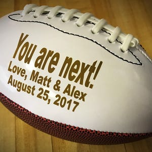 Fathers Day Gifts, Ring Bearer Gift, Personalized Football, Gifts for Men, Groomsmen Gift, Personalized Gift, Sports Gift, Keepsake image 3