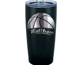Vaso personalizado, vaso de acero inoxidable, vaso de equipo de baloncesto, regalo de baloncesto, regalos de equipo, mamá de baloncesto, regalo de jugador de baloncesto