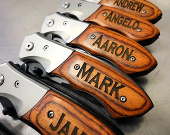 Personalized Knife, Groomsmen Gift, Pocket Knife, Hunting Knife, Gift for Men, Camping Knife, Groomsman Knife, Engraved Knives, TAC Force